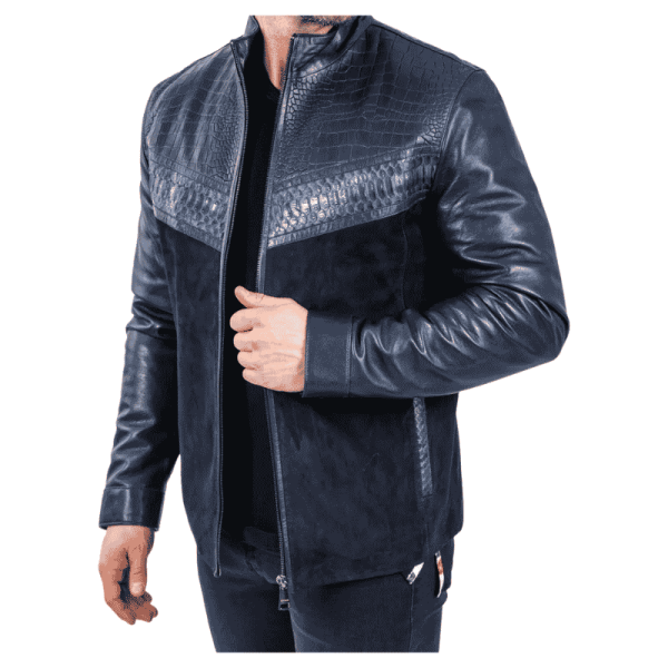 Blue Navy Leather Jacket