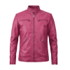 Pink Cropped Leather Jacket​