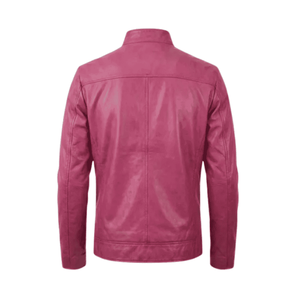 Pink Cropped Leather Jacket​
