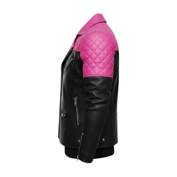Pink and Black Leather Jacket​