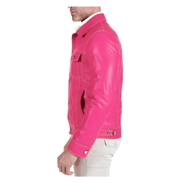 Mens Pink Leather Jacket​