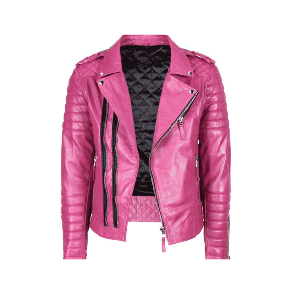 Pink Faux Leather Jacket​