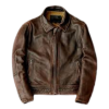 Vintage Brown Leather Jacket Back