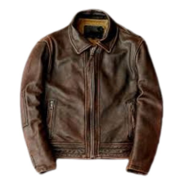 Vintage Brown Leather Jacket Back