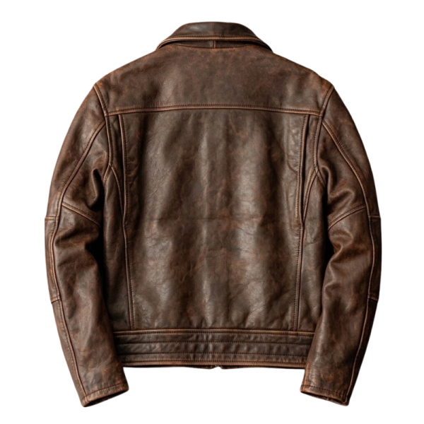 Vintage Brown Leather Jacket Back