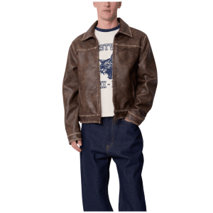 Washed Brown Leather Jacket
