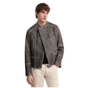 Washed Leather Biker Jacket