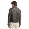 Washed Leather Biker Jacket Back