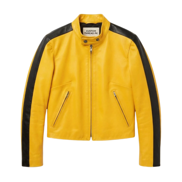 Yellow And Black Leather Jacket