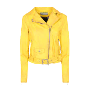 Yellow Leather Biker Jacket