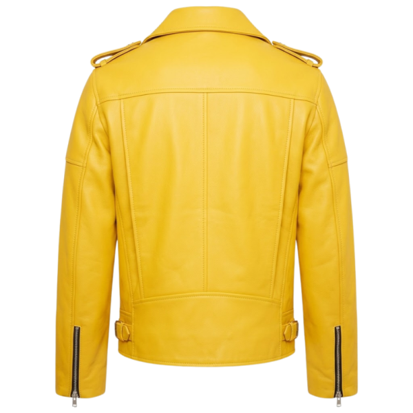 Yellow Leather Jacket Mens Back