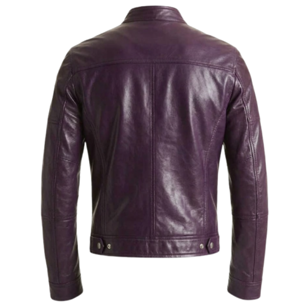 deep purple leather jacket Back