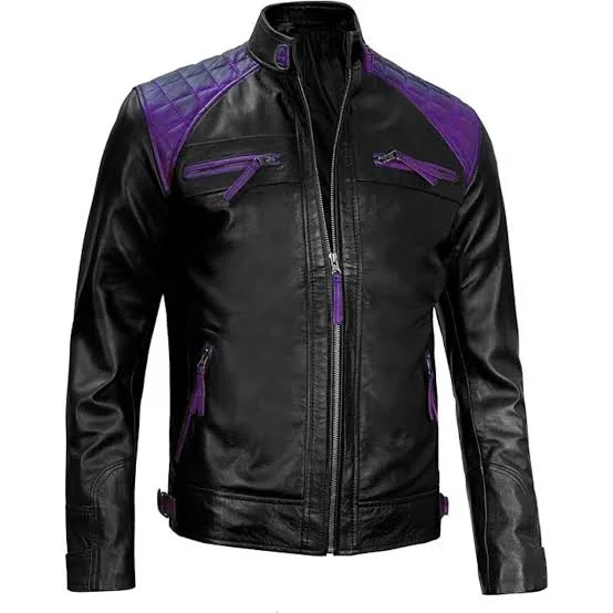 Black And Purple Leather Jacket
