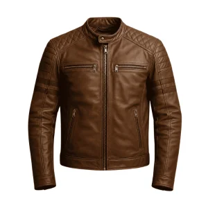 Brown Leather Aviator Jacket​